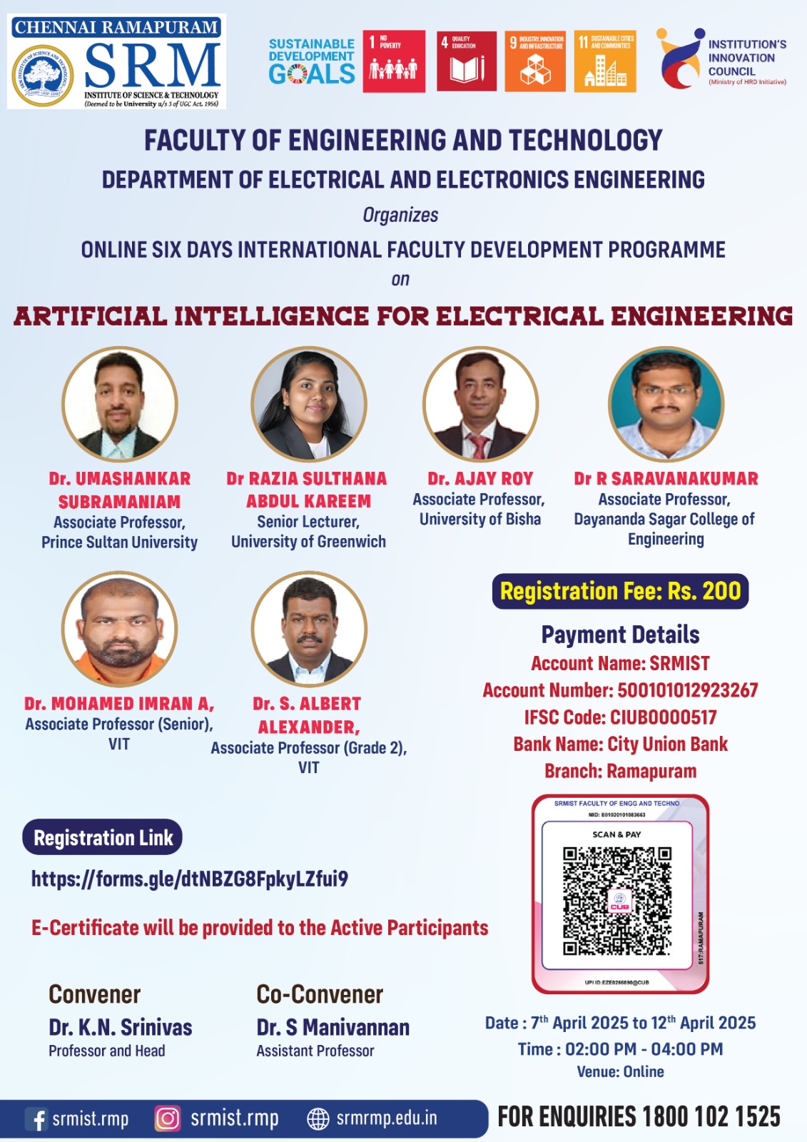 International Faculty Development Programme on Artificial Intelligence for Electrical Engineering 2025